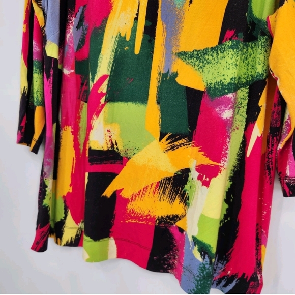 Ali Miles 3/4 Sleeve Bright Abstract Top Womens Size XL Art Multicolor - Picture 3 of 8